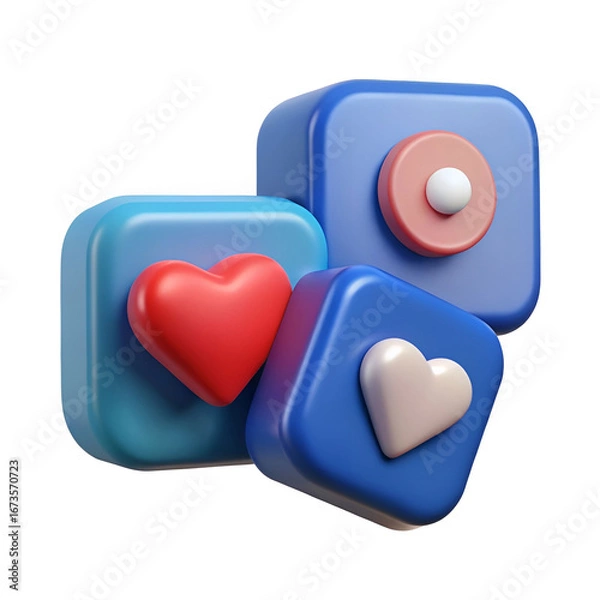 Obraz A 3D vector illustration of social media engagement.