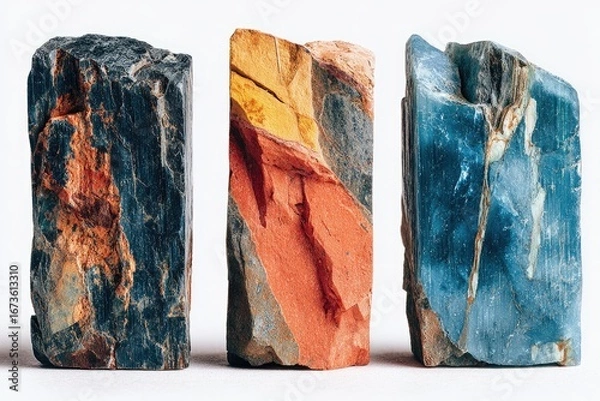 Obraz Three raw stone blocks, different colors