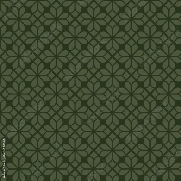 Obraz Pattern_DarkGreen_Geometric_Flower_02