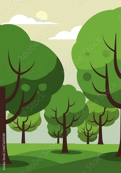 Obraz Summer Grove: A Flat Vector Landscape