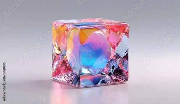 Obraz Irregular, multicolored cube, reflecting light