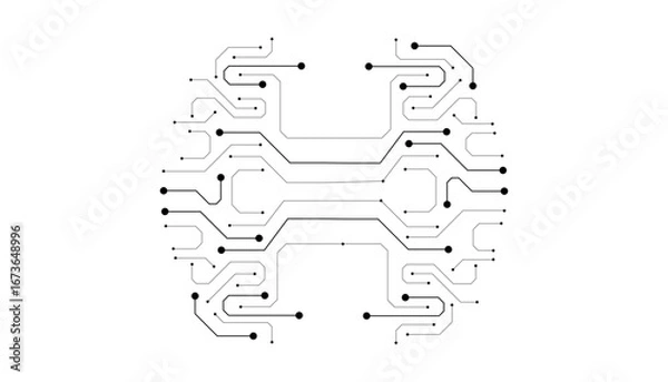 Obraz Geometric background and high tech circuit board connection system