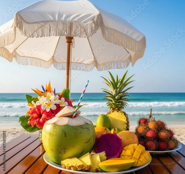 Obraz young coconut on the beach