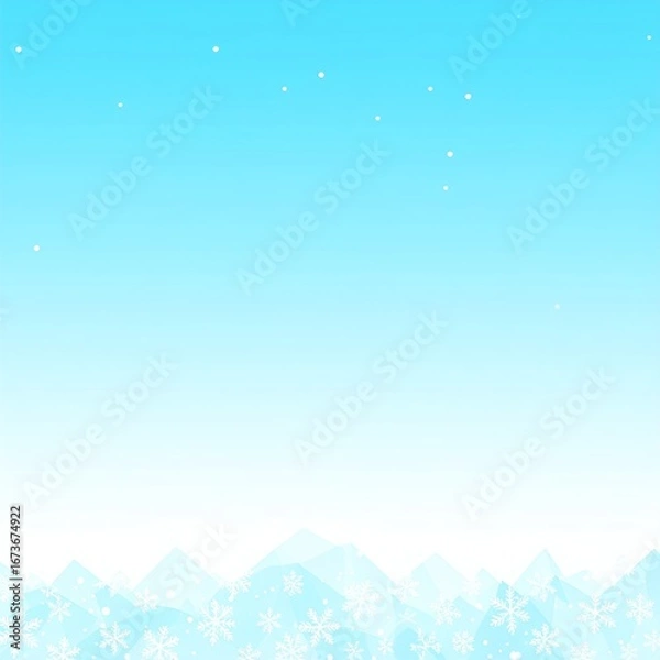 Fototapeta 雪の結晶と氷の山並みが広がる澄んだ冬空