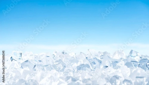Fototapeta リアルな氷と澄んだ青空の背景