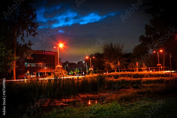 Obraz Red LED light on road crossing