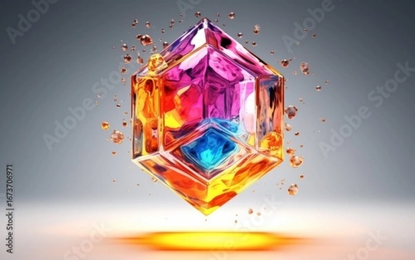 Obraz Fluid Abstract 3D Splash in Vivid Multicolor. Colorful liquid splash creating a dynamic wave effect in bright tones