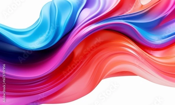 Obraz Fluid Abstract 3D Splash in Vivid Multicolor. Colorful liquid splash creating a dynamic wave effect in bright tones