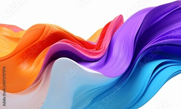 Obraz Fluid Abstract 3D Splash in Vivid Multicolor. Colorful liquid splash creating a dynamic wave effect in bright tones