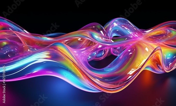 Obraz Fluid Abstract 3D Splash in Vivid Multicolor. Colorful liquid splash creating a dynamic wave effect in bright tones