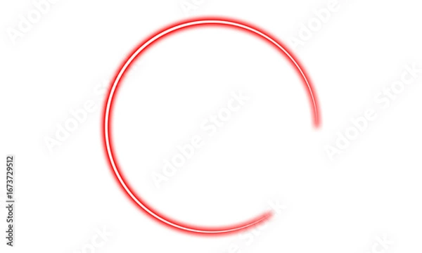 Fototapeta Glowing Neon Red Circular Ring Frame with Transparent Background