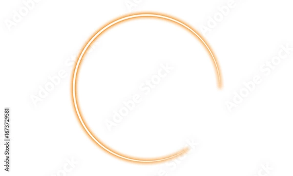 Fototapeta Glowing Neon Orange Circular Ring Frame with Transparent Background