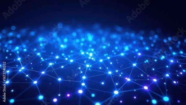 Fototapeta Stunning blue network visualization showcasing data connection and future technology advancement