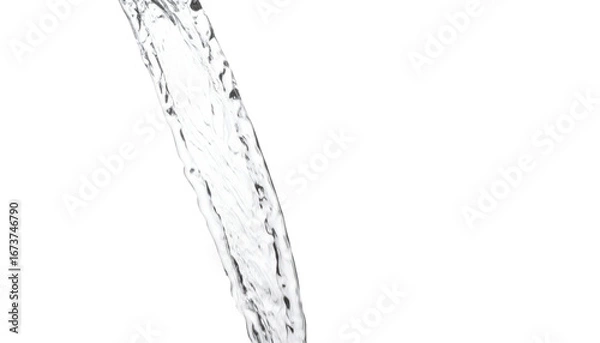 Fototapeta Clear Water Stream in Motion on White Background.