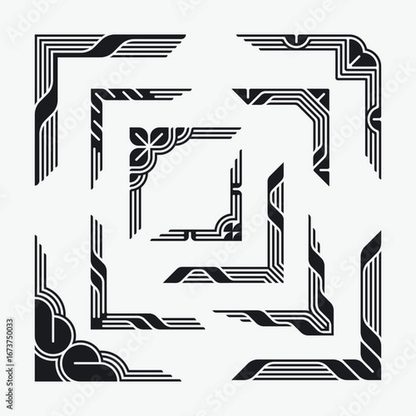 Obraz Art Deco Geometrical graphical Corners Vector Set