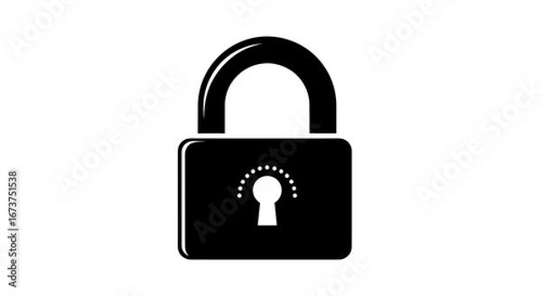 Fototapeta Black Padlock Icon with Keyhole and Security Symbol.