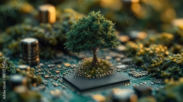 Obraz Lush tree on circuit board (1)