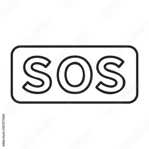 Fototapeta Emergency response action with sos signal urban area graphic design alert concept digital environment. Outline vector illustration