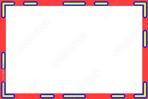 Obraz Simple Geometric Dashed Border Red and Blue Isolated Frame Design