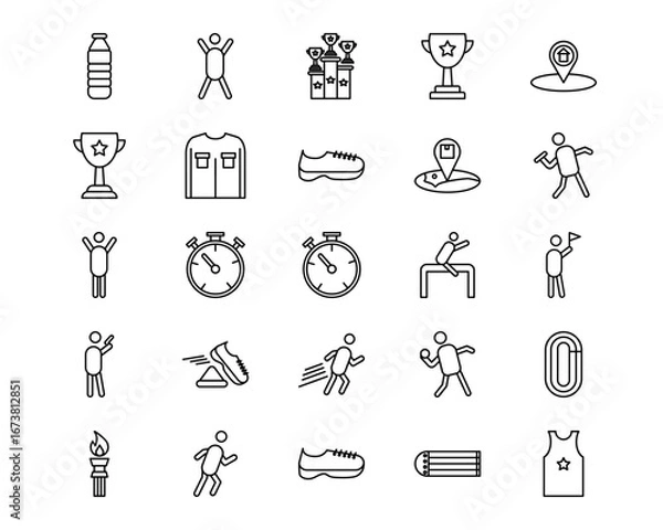 Fototapeta Track and Field Line Vector Icons