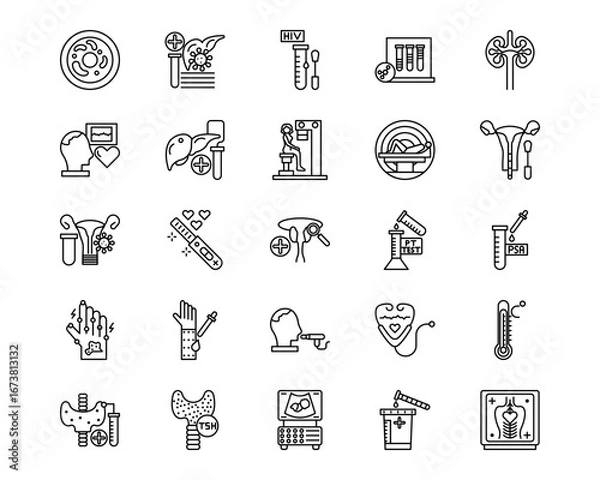 Fototapeta Medical Tests Line Vector Icons
