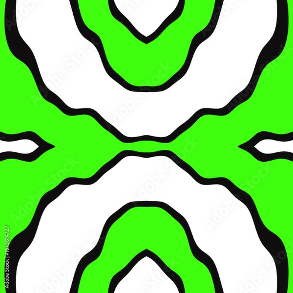 Fototapeta Abstract Symmetrical Background With Green White And Black Shapes