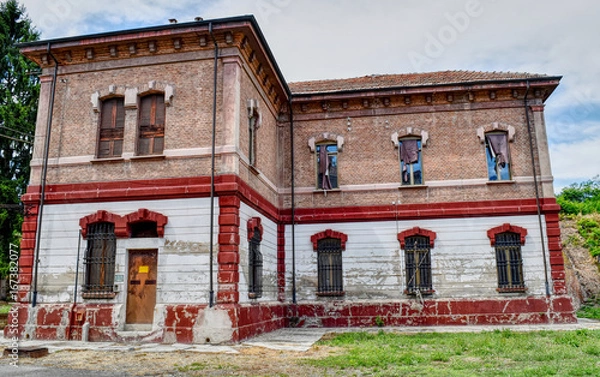 Obraz Abandoned and ruined buildings of the ancient damaged Cittadella of Alessandria in Italy. HDR effect.