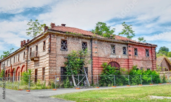 Obraz Abandoned and ruined buildings of the ancient damaged Cittadella of Alessandria in Italy. HDR effect.