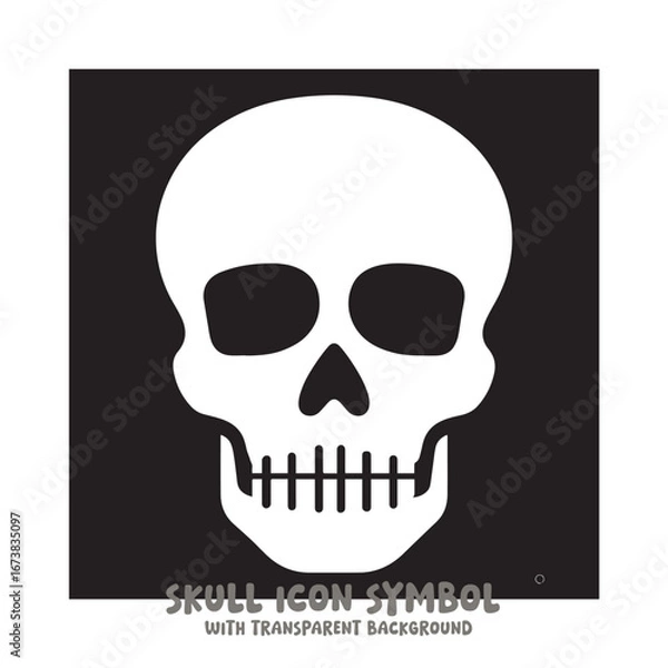 Fototapeta Black and White Skull Icon Symbol Vector Image Illustration Minimalist Design Graphic Art