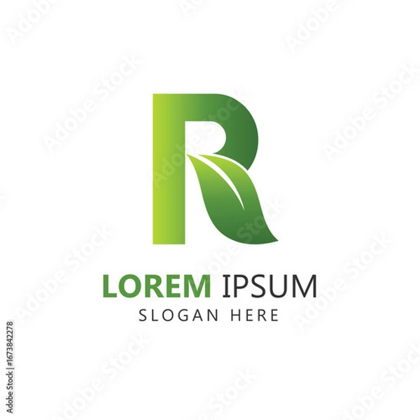 Obraz Letter R Leaf Logo Template