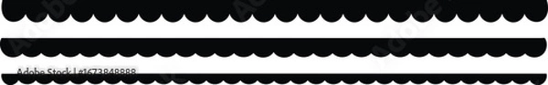 Fototapeta Scalloped edge seamless shapes vector set. Simple scalloped border. Simple scalloped border. Repeat vintage frill ornament. Texture ribbons isolated on white background.