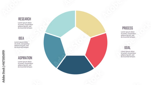 Fototapeta Business infographic template. Pie chart with five options, steps. Vector chart.