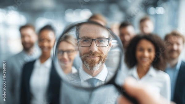 Fototapeta Professional Teamwork with Magnifying Glass