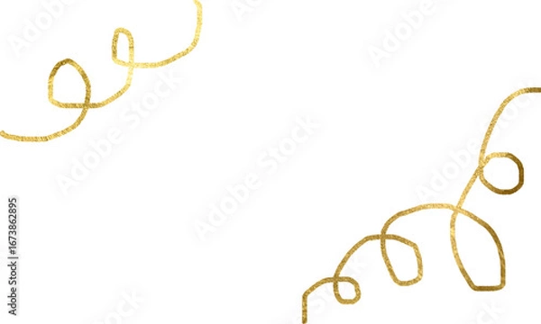 Fototapeta Golden lines of serpentine curls the festive background of 2026.Golden Abstract shiny gold glitter design element. Gold sparkle splatter border. Gold Foil Frame Gold brush stroke on transparent.