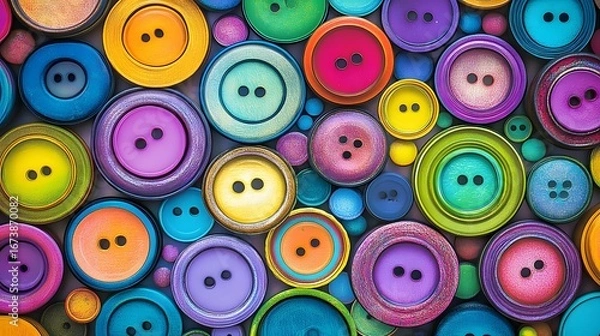 Obraz Vibrant Colorful Buttons Background Texture