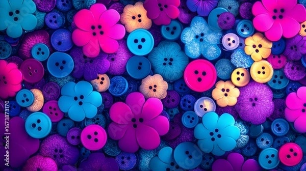 Obraz Vibrant Colorful Flower Buttons Background Texture