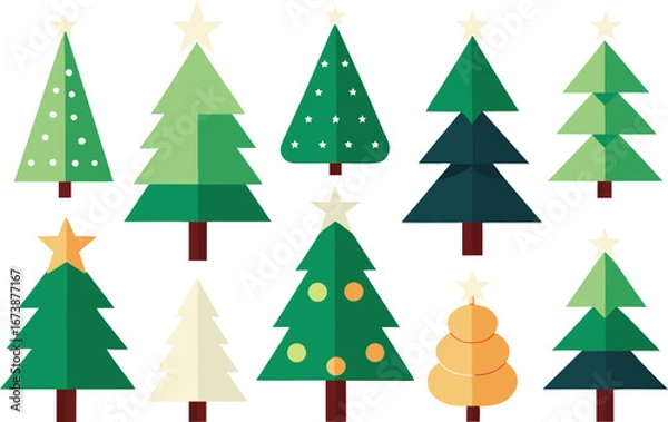 Obraz Festive christmas tree collection vector illustration scalable graphic design elements