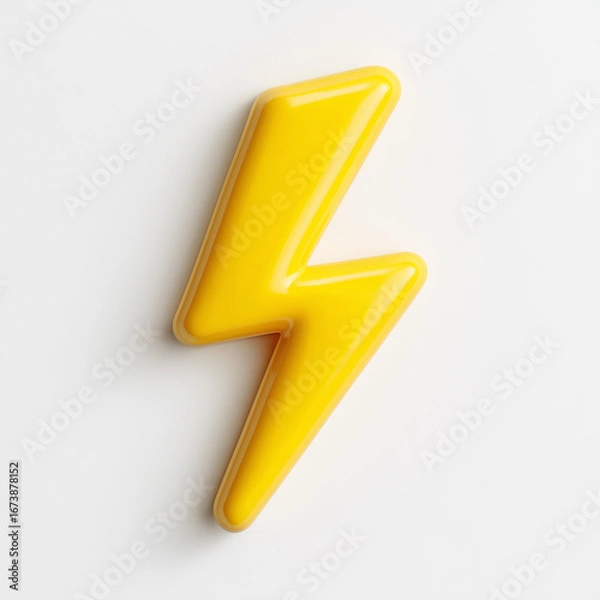 Obraz 3D Yellow Lightning Bolt Icon