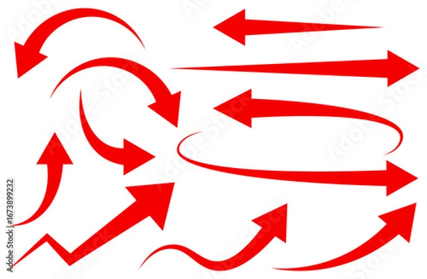 Obraz 赤い矢印セットいろいろなデザインのアローアイコンセット