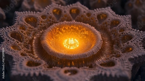 Fototapeta Glowing Abstract Flower Organic Structure Macro