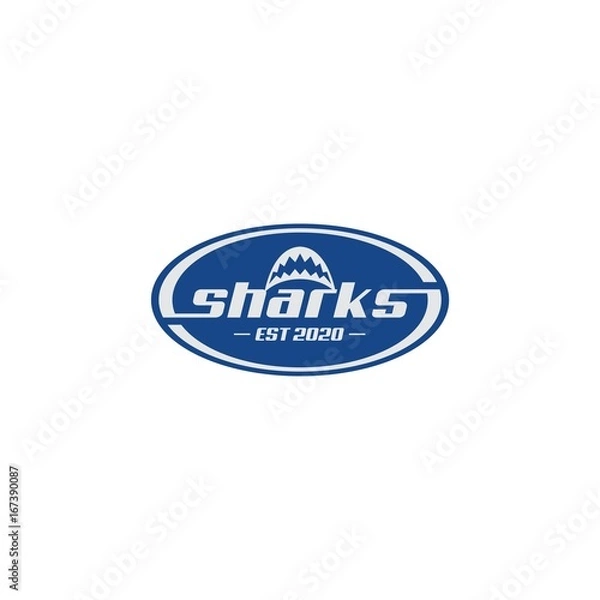 Obraz Sharks Logo / Oval sharks logo design