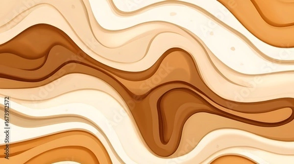 Fototapeta Abstract Brown Beige Wave Pattern Background Design