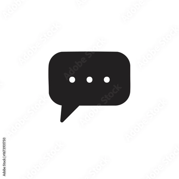 Fototapeta Simple black speech bubble icon, representing communication or message.