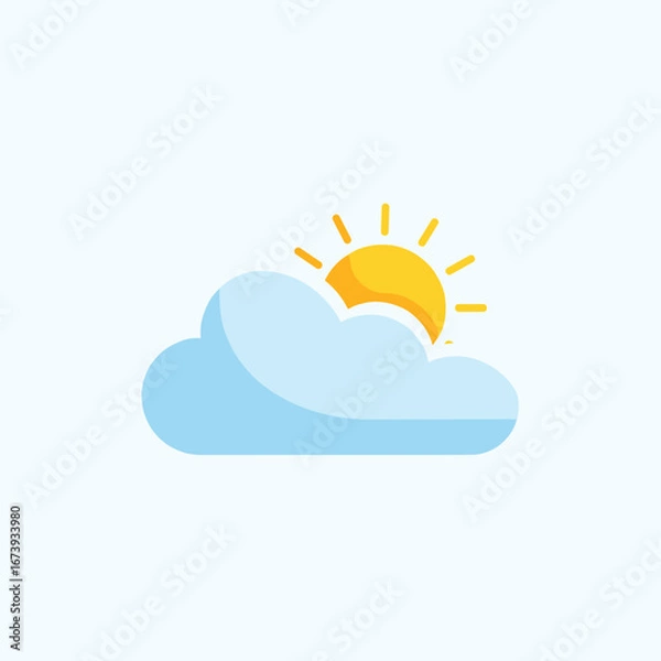 Fototapeta Bright sun peeking through fluffy clouds creating a cheerful, optimistic atmosphere for any design project
