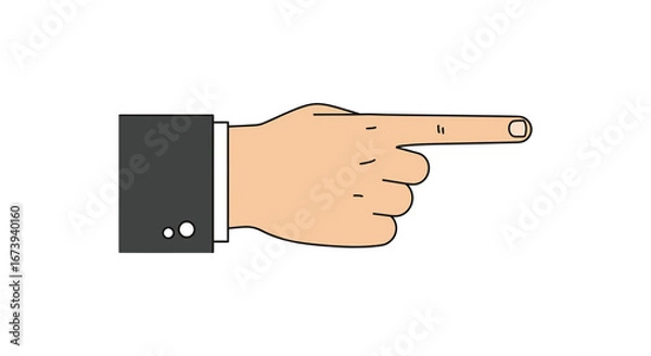 Fototapeta Business hand pointing to the right with index finger extended