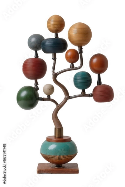 Fototapeta Colorful Abstract Sphere Sculpture on a Branch-like Structure