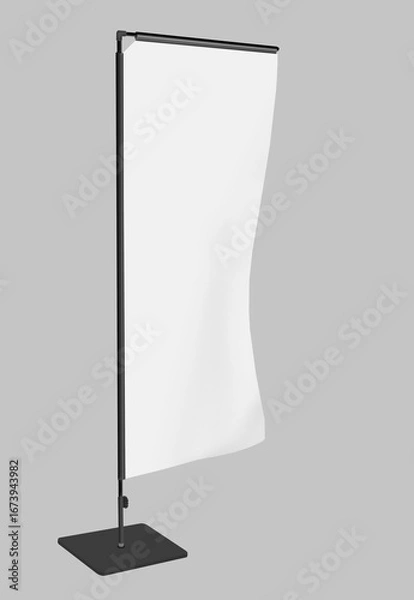 Obraz Blank generic beachflag advertising banner, isolated on white,free copy space, fictional artwork illustration
