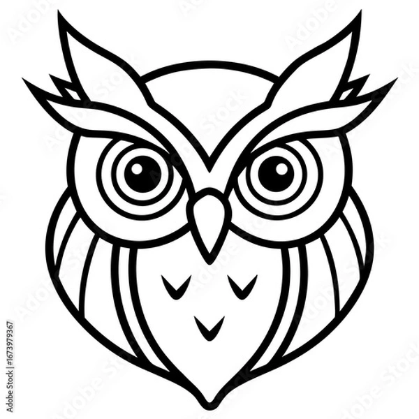 Obraz Owl Head Vector Illustration – Clean Line Art