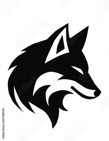 Fototapeta fox head vector white and black