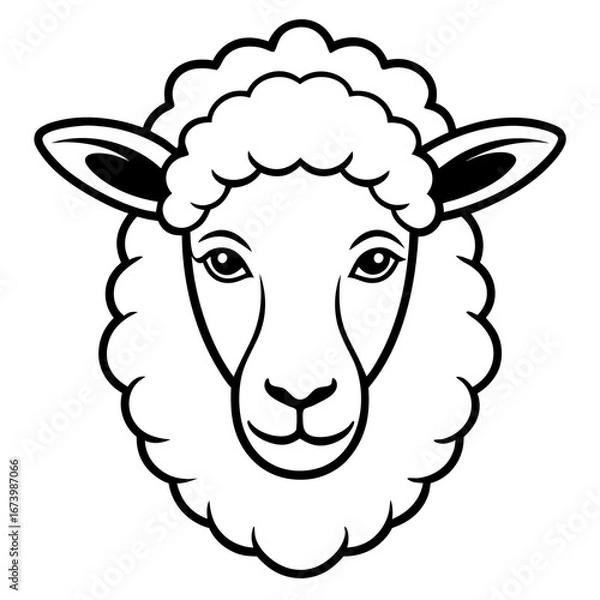 Obraz Sheep Head Vector Illustration – Clean Line Art